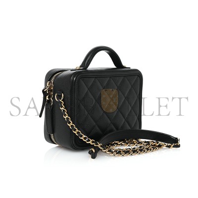 CHANEL CAVIAR QUILTED SMALL CC FILIGREE VANITY CASE 1585770 (16*12*7cm)